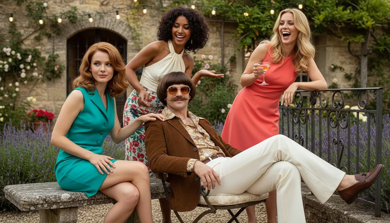 Monty relaxing with friends in the illustration for How to Flirt With a Woman You Already Know Without Ruining the Friendship