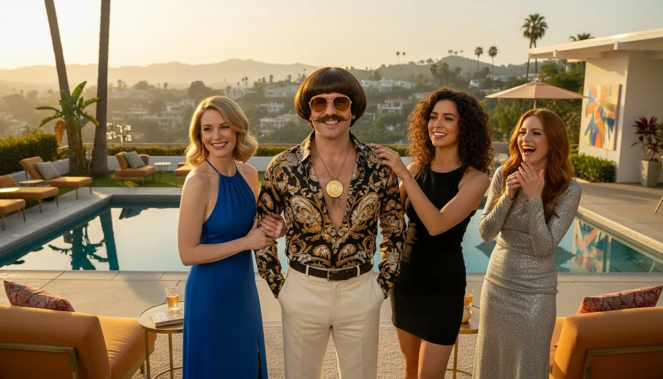 Monty relaxing with friends in the illustration for How to Meet Women in a New Town Without Dating Apps