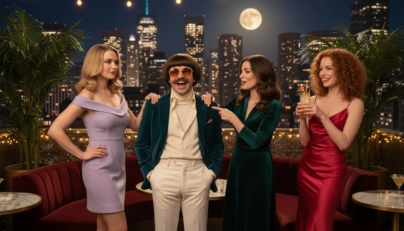 Monty relaxing with friends in the illustration for How to Ask a Hinge Match on a Date Without Making It Awkward