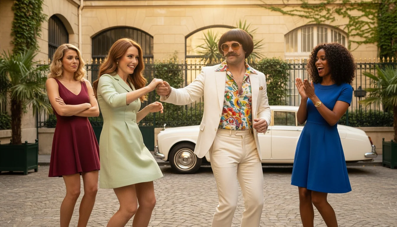 Monty enjoying a lively social scene, accompanying how to flirt while respecting a woman's personal space
