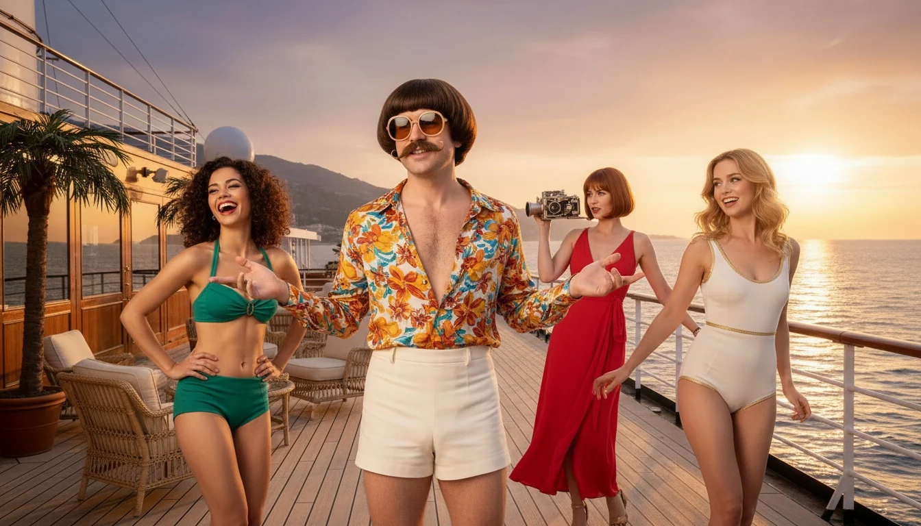 Monty enjoying a social afternoon with women on a sunlit yacht