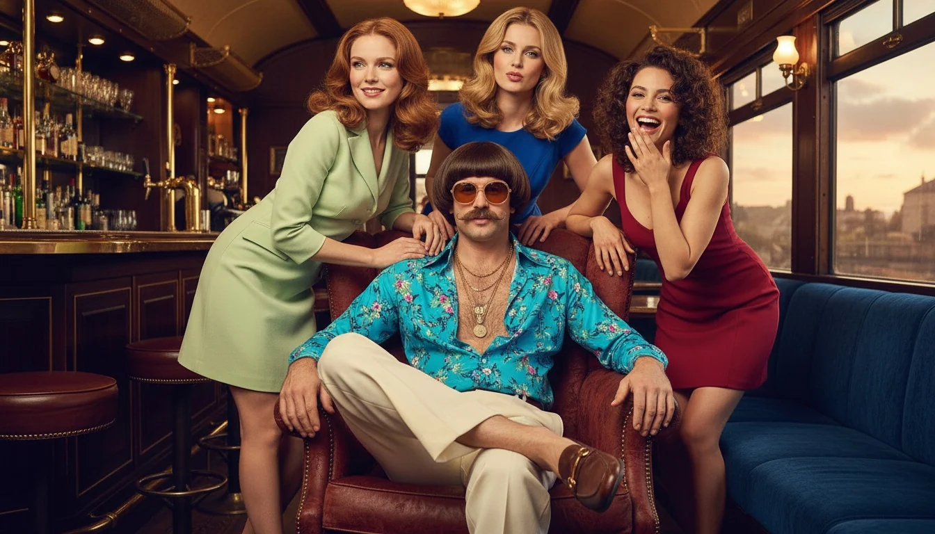 Monty with friends in a stylish social scene for File 183
