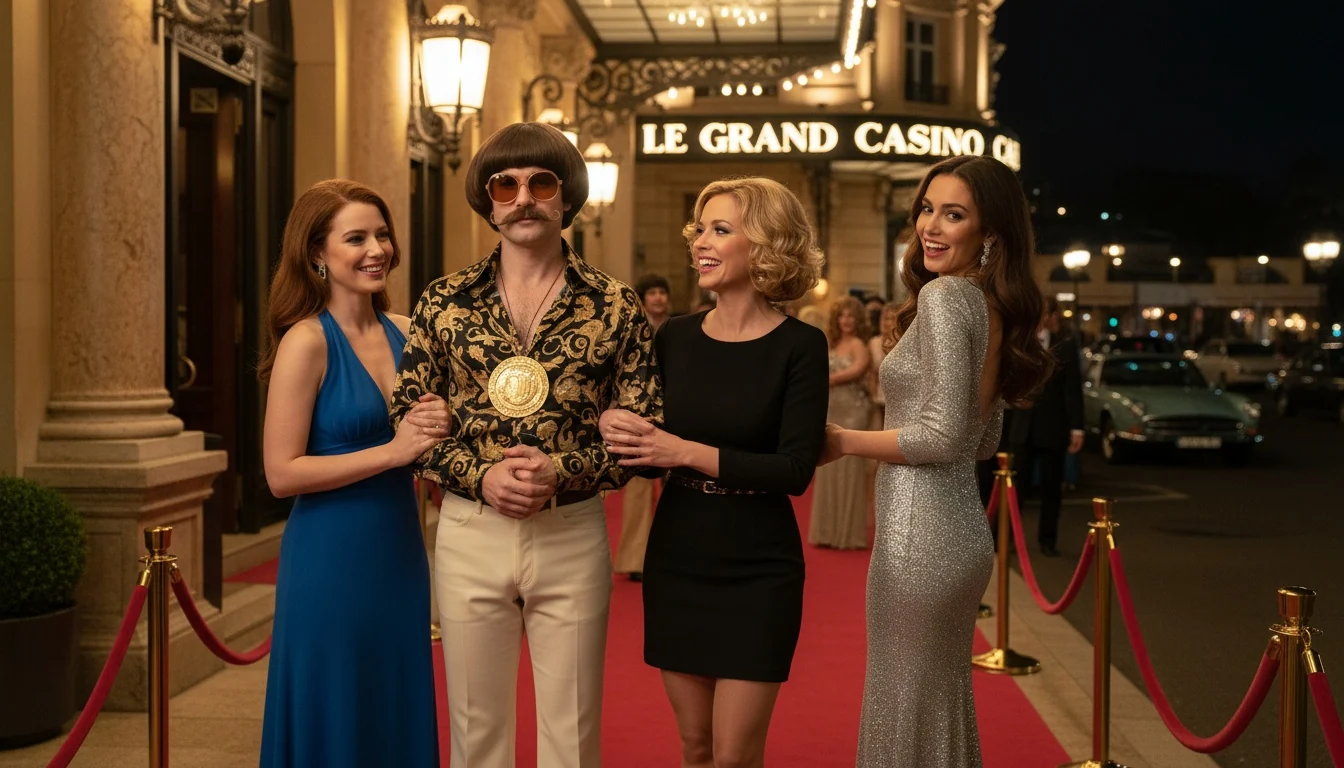 Monty with friends in a stylish social scene for File 194